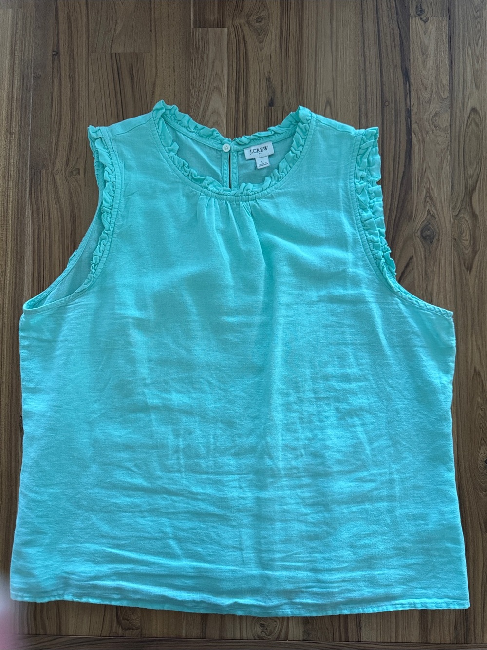 J. Crew Ruffle Trim Sleeveless Camisole - Aqua Blue - Large